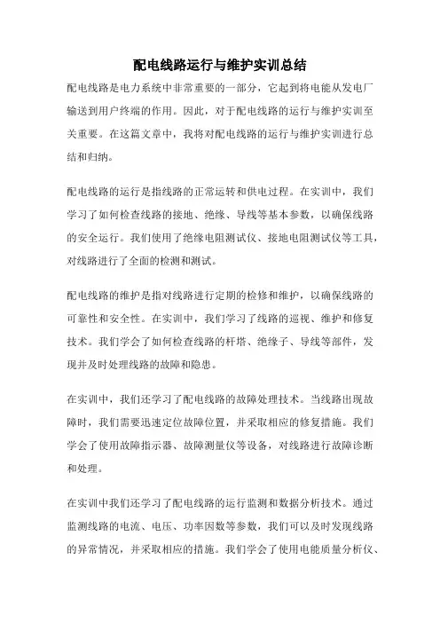 配电线路运行与维护实训总结