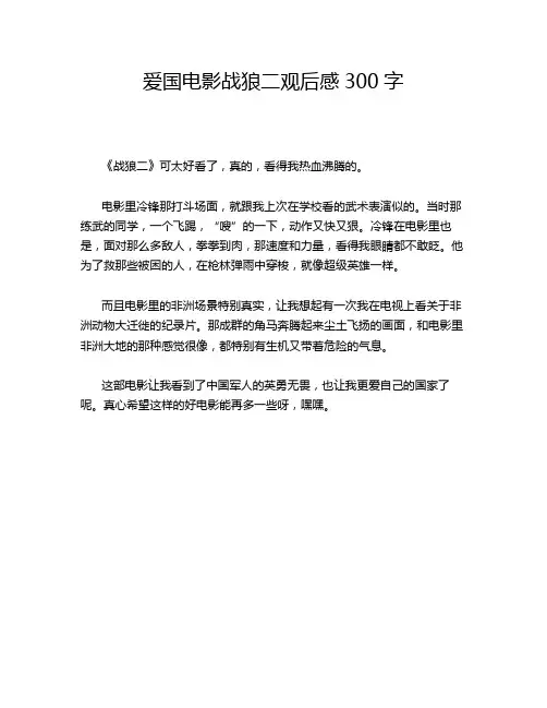 爱国电影战狼二观后感300字