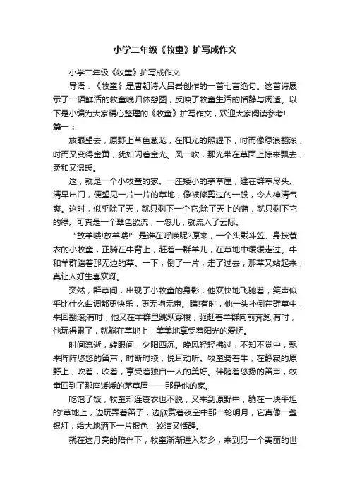 小学二年级《牧童》扩写成作文