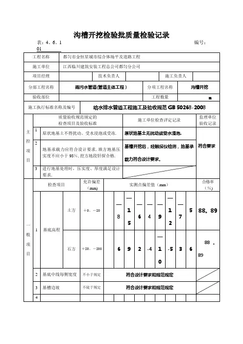 排水工程检验批记录表【范本模板】