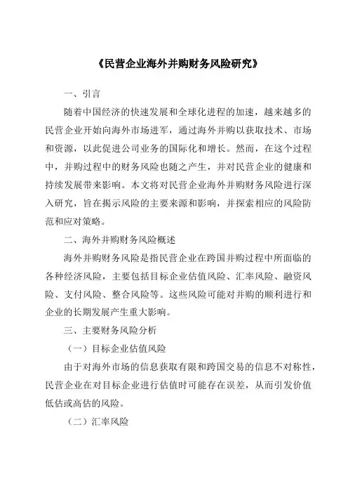 《民营企业海外并购财务风险研究》