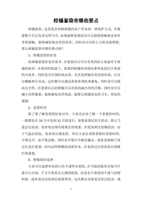 柑橘套袋有哪些要点