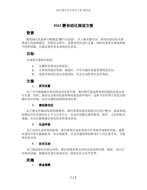2022静安动迁规划方案-最新版