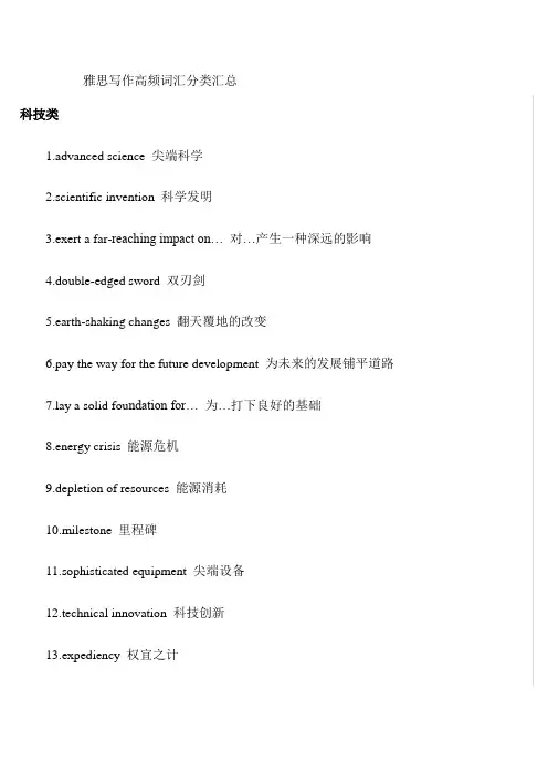 雅思写作高频词汇分类汇总