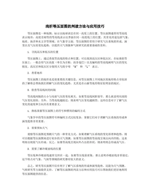 浅析等压面图的判读方法与应用技巧
