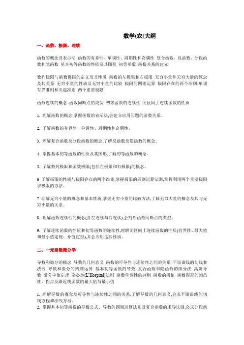 关于考研314数学(农)大纲