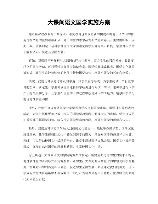 大课间语文国学实施方案