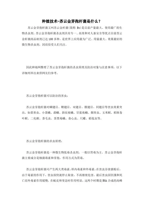 种植技术-苏云金芽孢杆菌是什么？