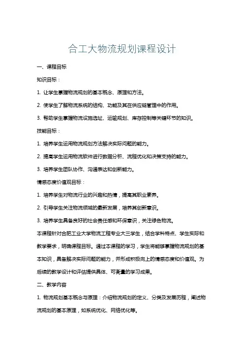 合工大物流规划课程设计