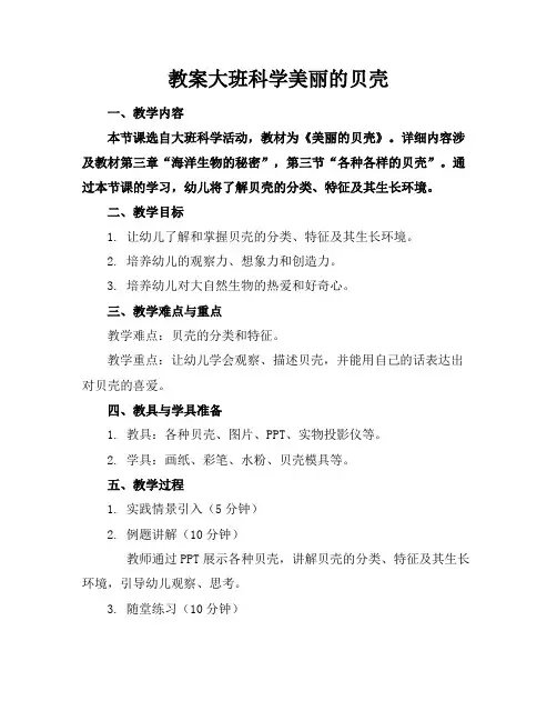 教案大班科学美丽的贝壳