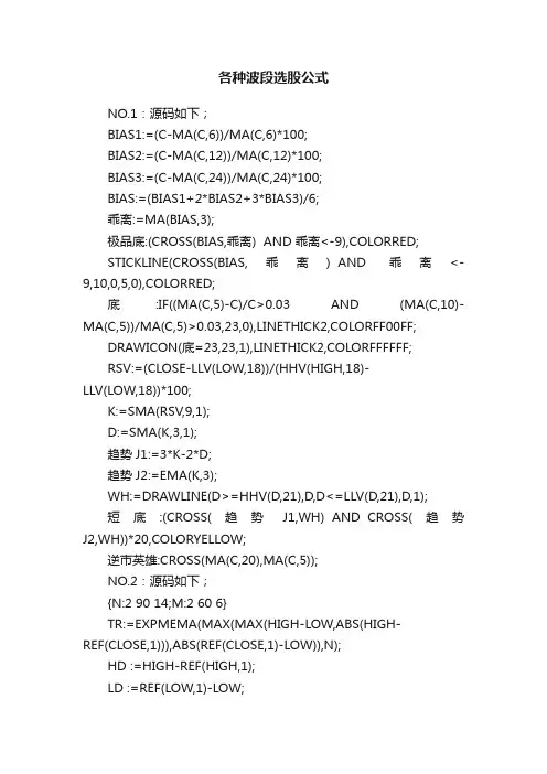 各种波段选股公式