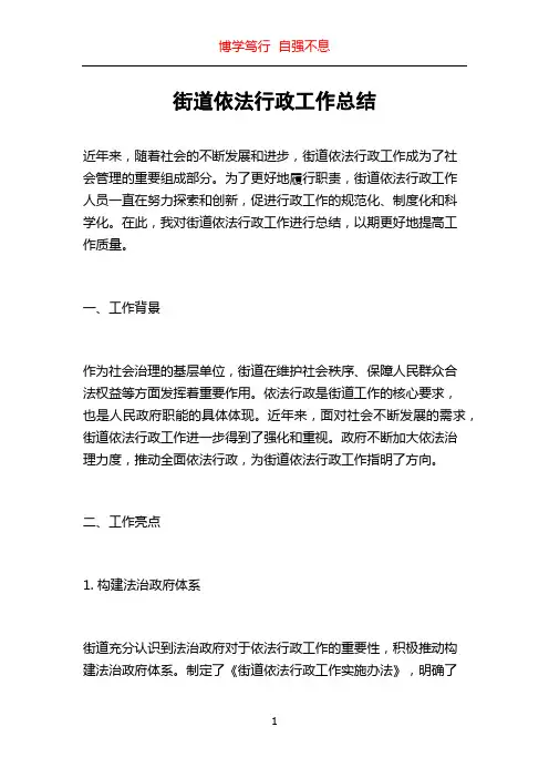 街道依法行政工作总结