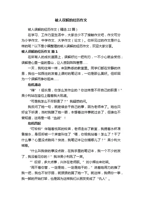 被人误解的经历作文