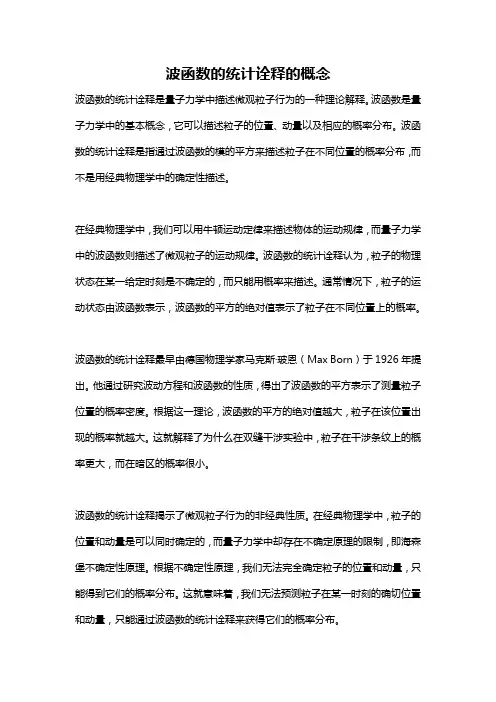 波函数的统计诠释的概念