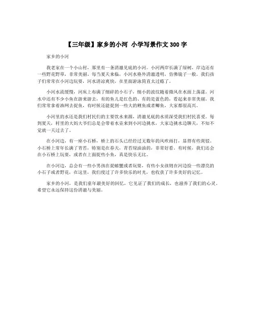 【三年级】家乡的小河 小学写景作文300字