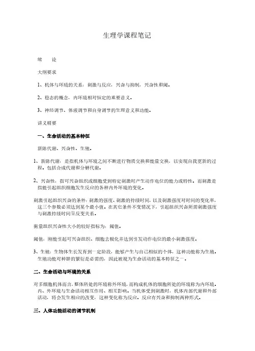 口腔医学-生理学重点笔记