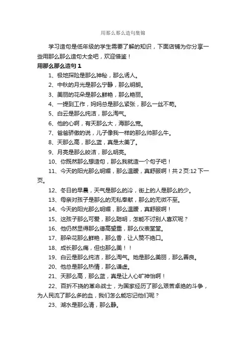 用那么那么造句集锦