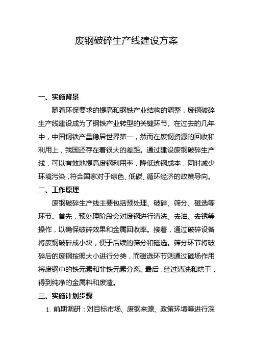 废钢破碎生产线建设方案(一)