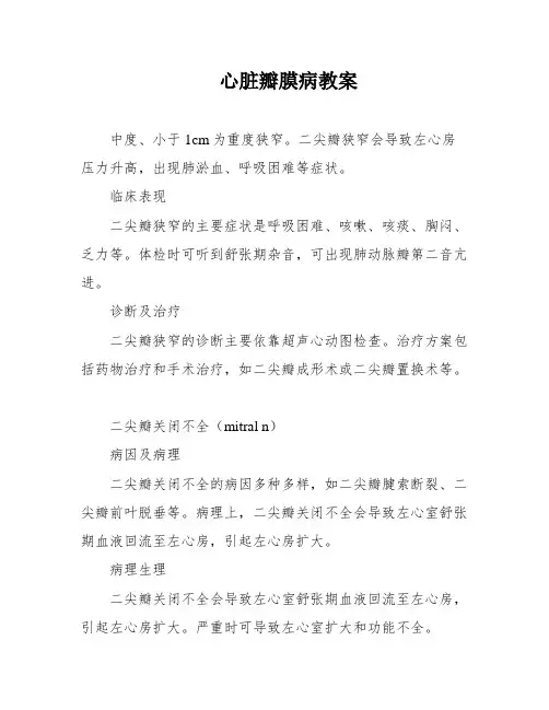 心脏瓣膜病教案