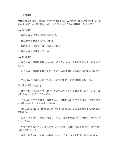 法律风险防控应急预案