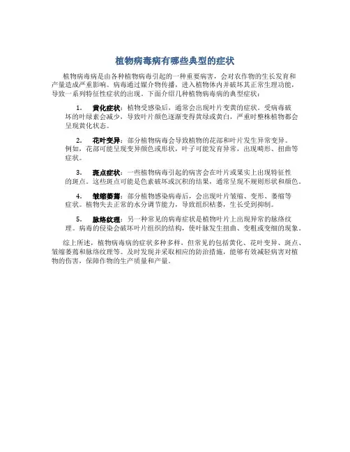 植物病毒病有哪些典型的症状