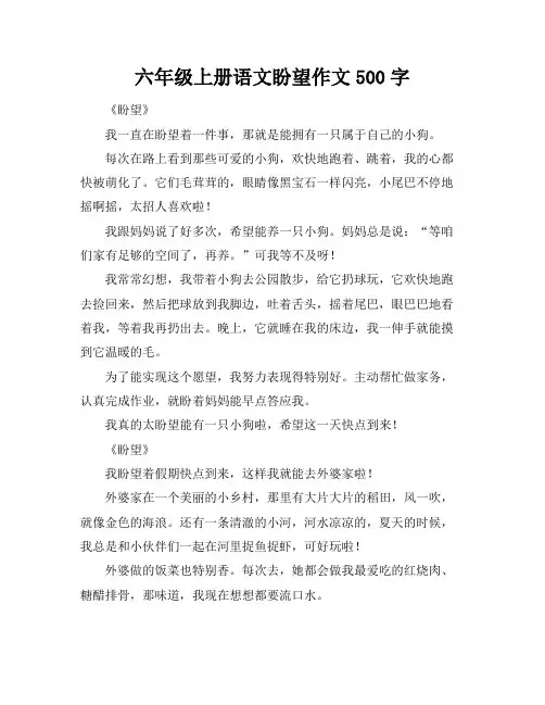 六年级上册语文盼望作文500字
