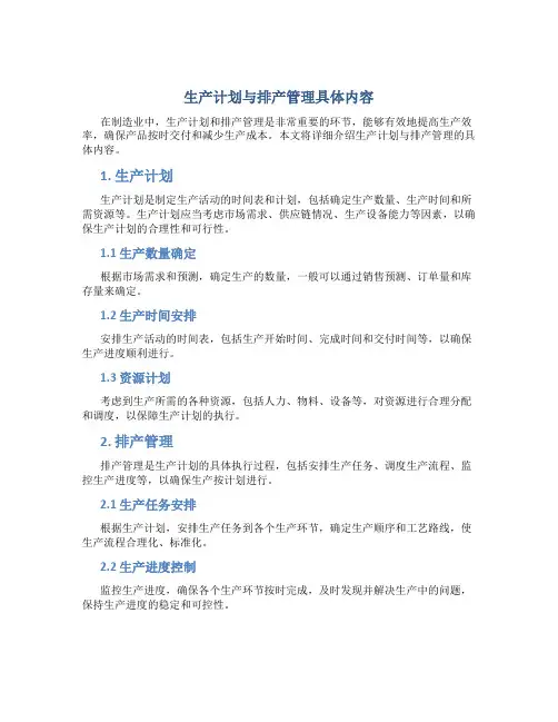 生产计划与排产管理具体内容