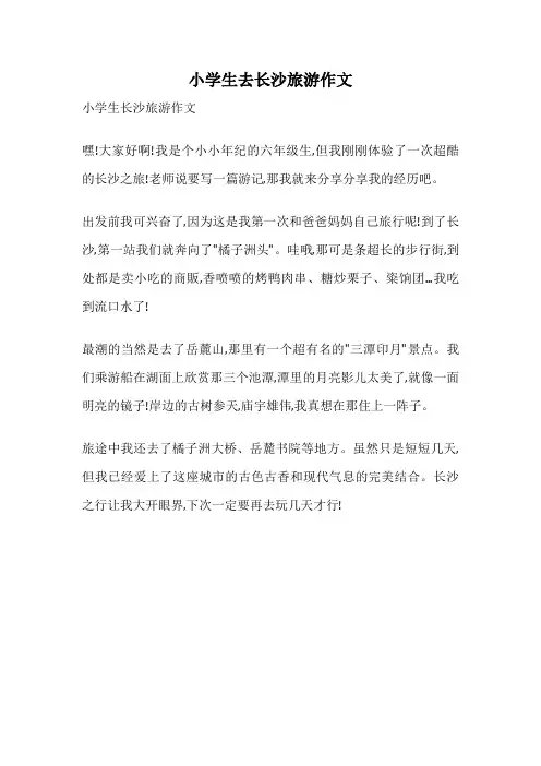 小学生去长沙旅游作文