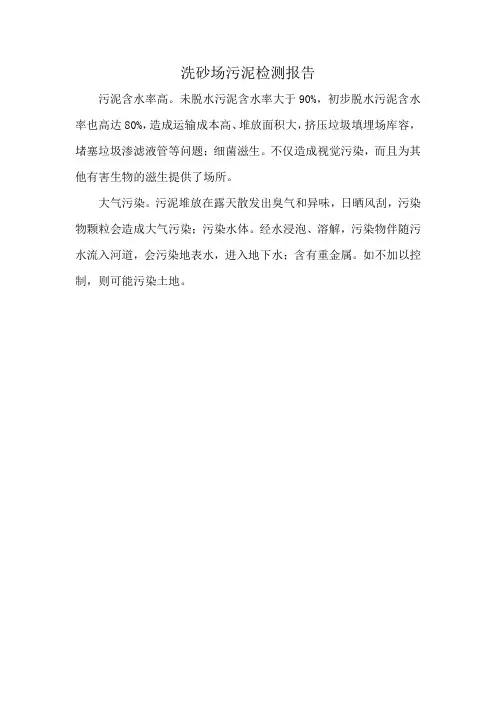 洗砂场污泥检测报告