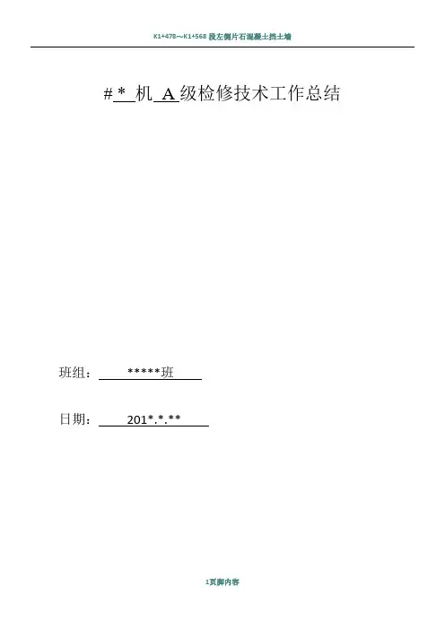 汽轮机A级检修技术总结