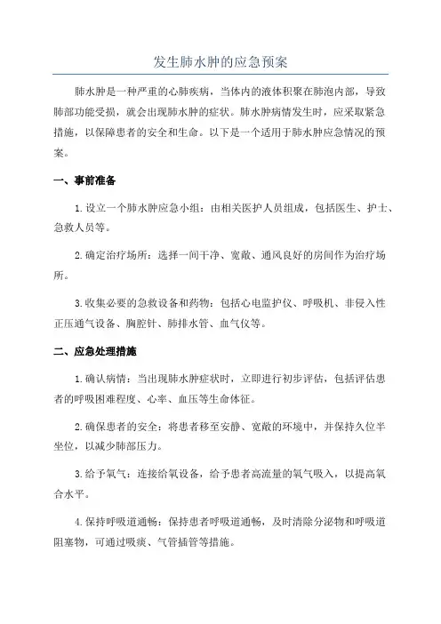 发生肺水肿的应急预案