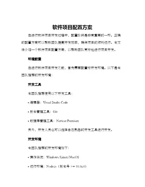 软件项目配置方案
