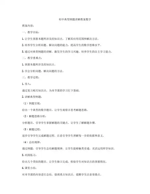 初中典型例题讲解教案数学