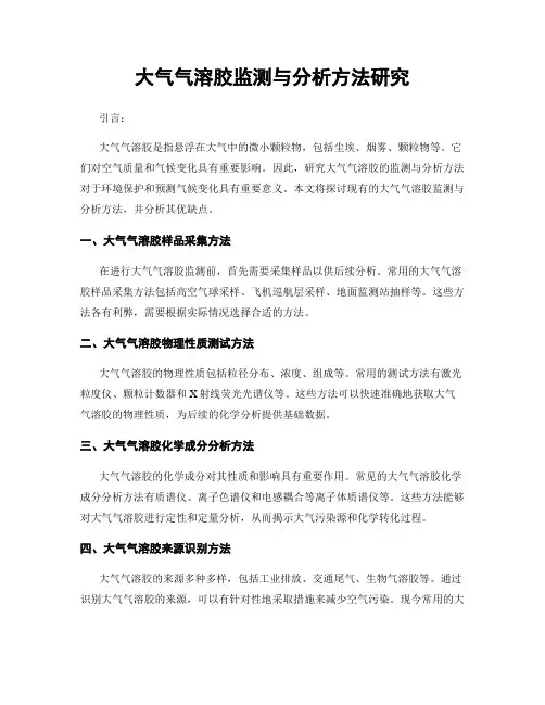 大气气溶胶监测与分析方法研究