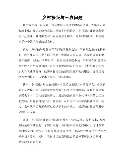 乡村振兴与三农问题