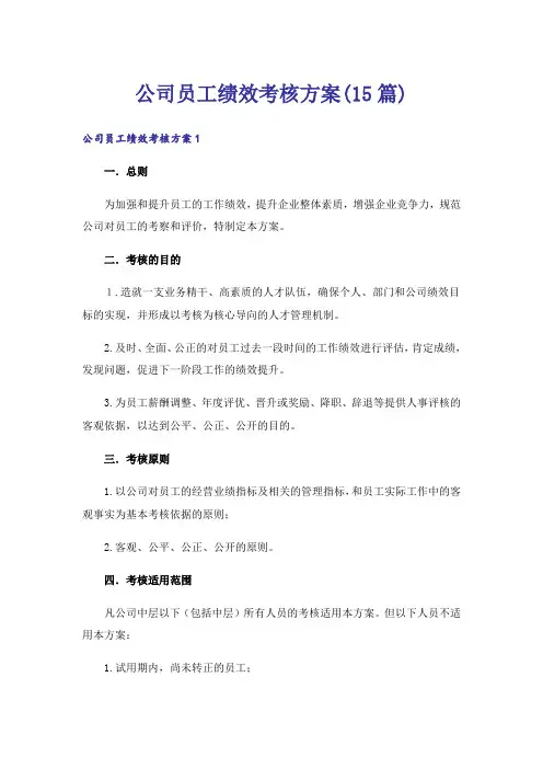 公司员工绩效考核方案(15篇)