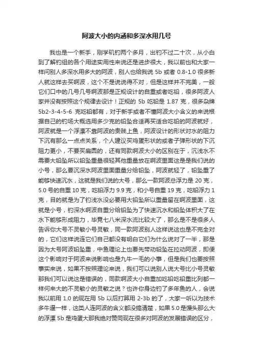 阿波大小的内涵和多深水用几号