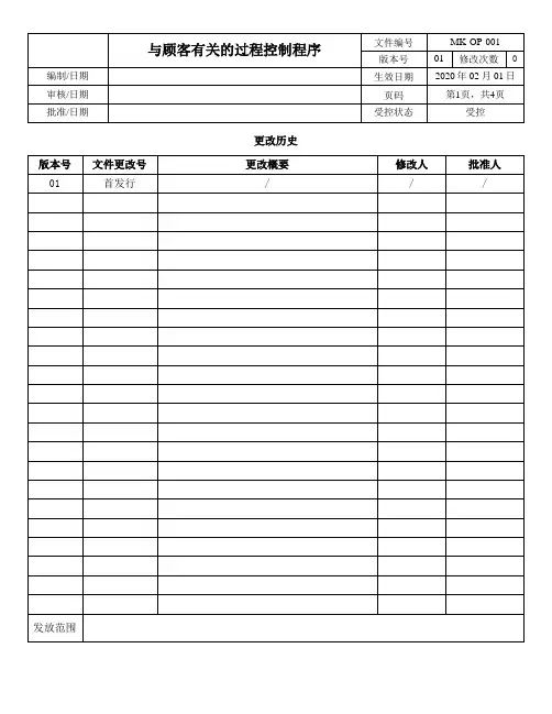 ISO13485-2016与顾客有关的过程控制程序