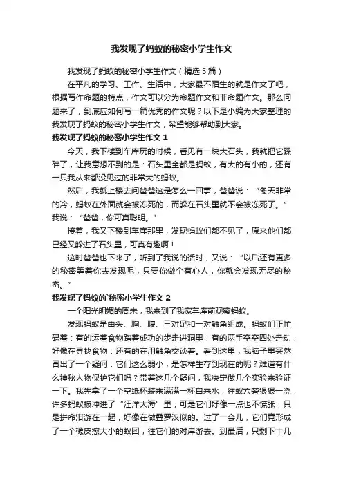 我发现了蚂蚁的秘密小学生作文（精选5篇）