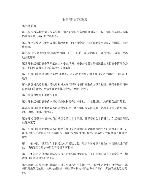 村项目资金管理制度