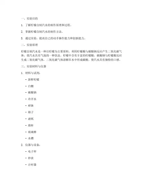 用柠檬自制汽水实验报告