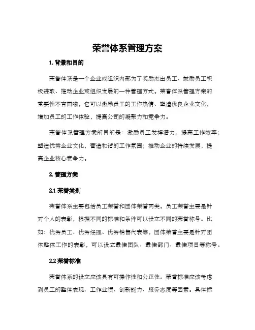 荣誉体系管理方案