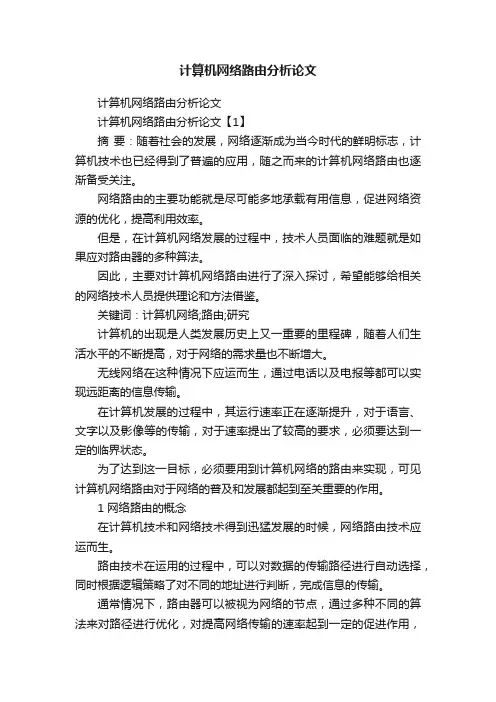 计算机网络路由分析论文