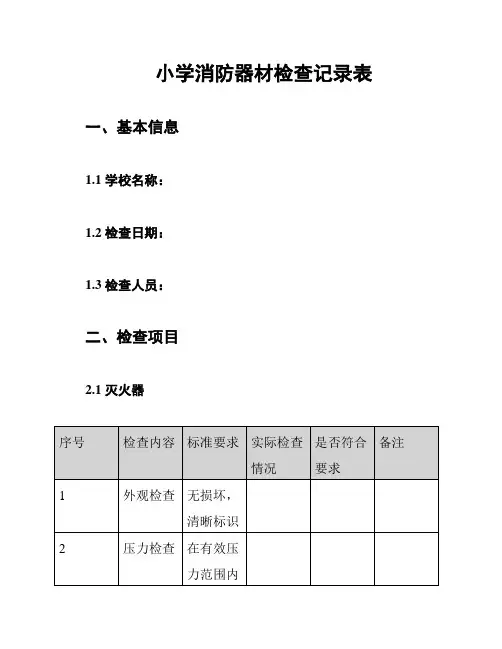 小学消防器材检查记录表