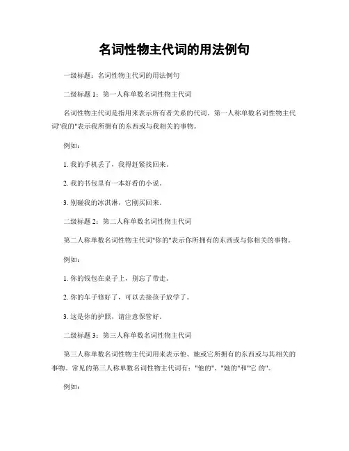 名词性物主代词的用法例句