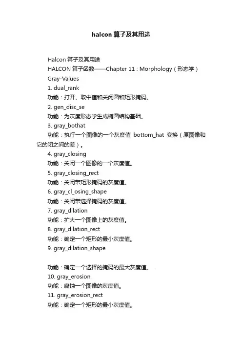 halcon算子及其用途