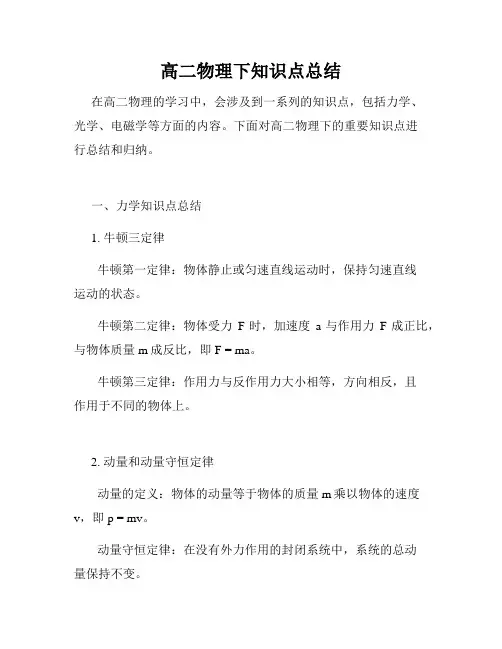 高二物理下知识点总结