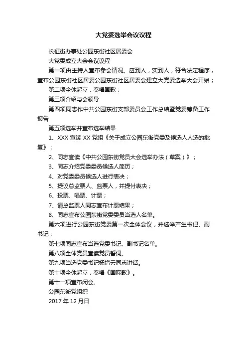 大党委选举会议议程