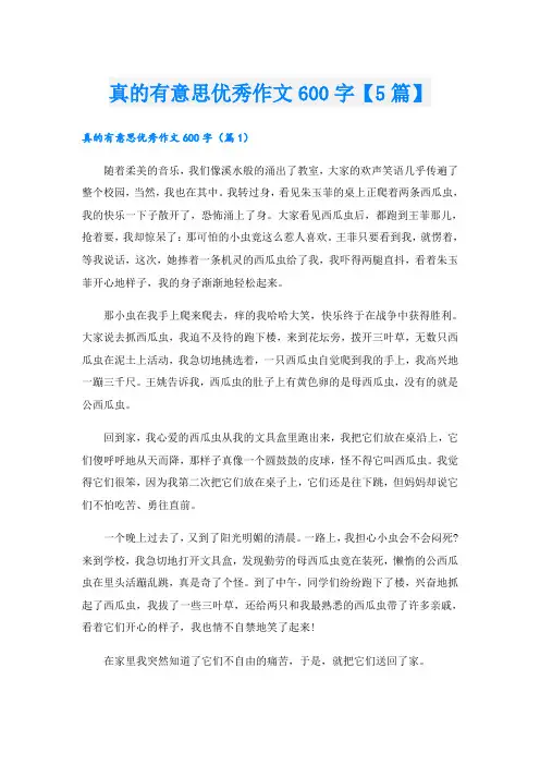 真的有意思优秀作文600字【5篇】