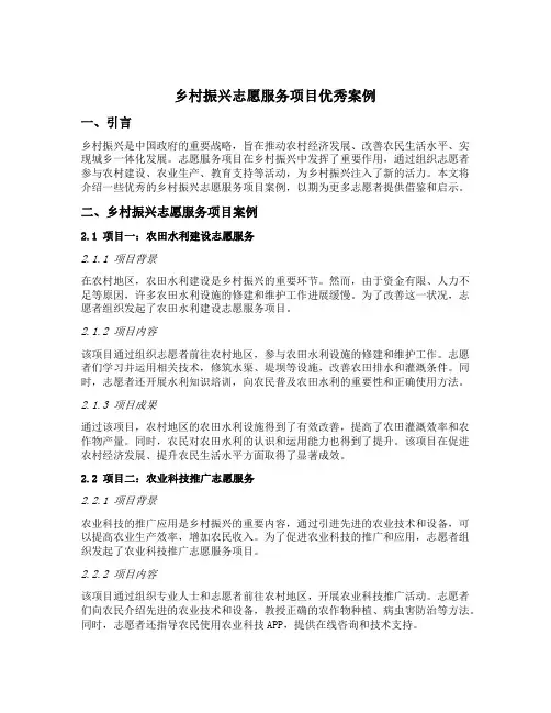 乡村振兴 志愿服务项目 优秀案例
